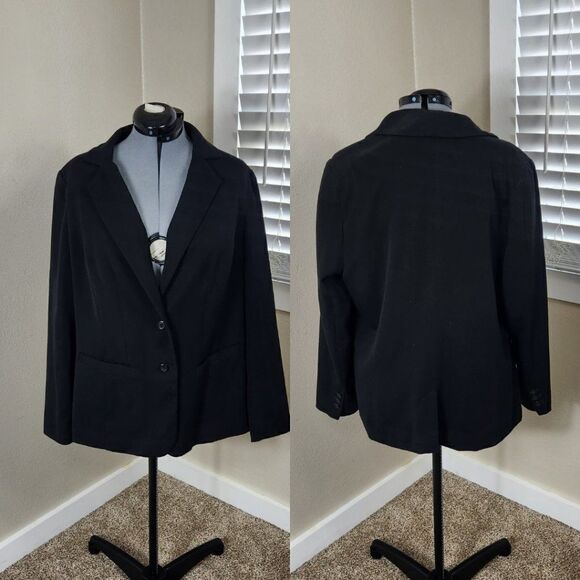 Lane Bryant Plus Size Blazer Black Size 18 Two Button Front Closure - Picture 1 of 15